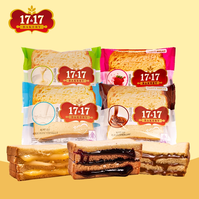 

17 17 Bakery Halal Lembut Roti 65g Cokelat Vanilla Nanas Strawberry Keju Isi