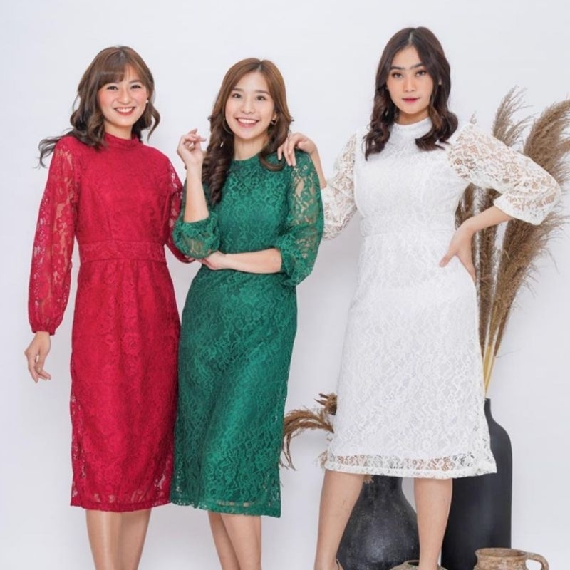 Brokat Jibril Lace Dress | Formal Dress | Dress Kondangan Elegant | Dress Lengan Panjang Brokat Cant