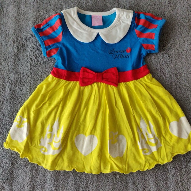 Baju Snow White Dress Anak Wanita Lucu Imut Lebaran Ramadhan Cewek Cantik Kecil Nyaman