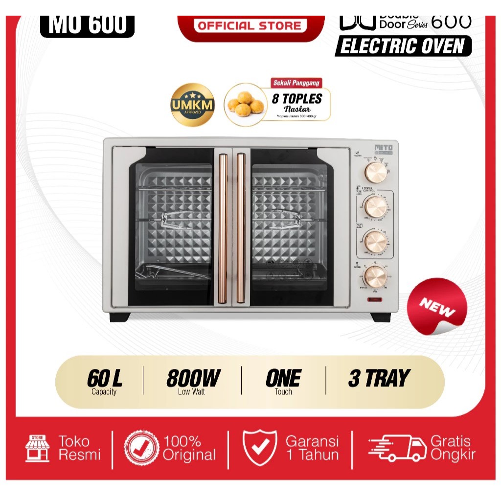 MiTOCHiBA Oven Listrik Double Door Kapasitas 60 Liter | Pemanggang Kue & Makanan : Tipe = MO-600