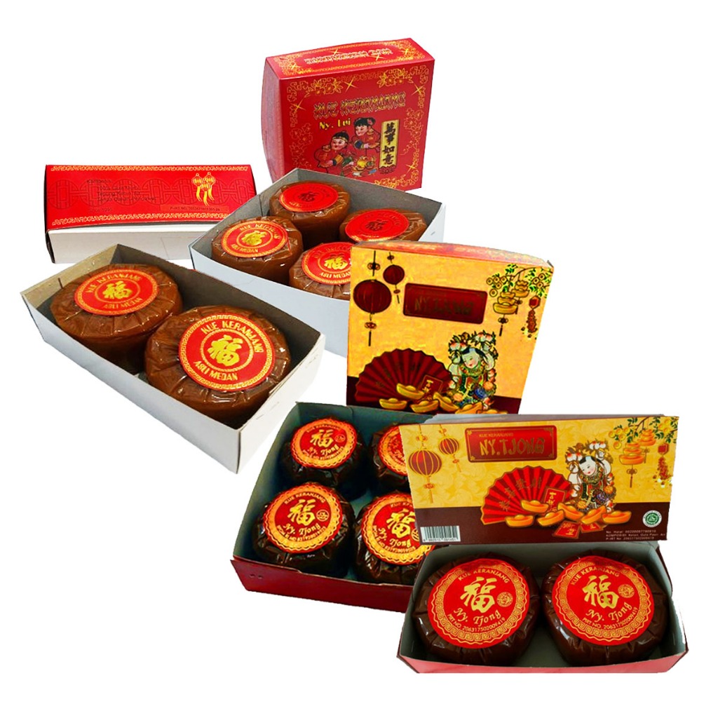 

Ny Tjong Kue Keranjang Imlek Cina Halal BPOM Dodol Cina Nian Gao Ti Kwe Thiam Pan Ukuran 500 Gram isi 2 Pcs / 250 Gram Isi 4 Pcs DENGAN BOX