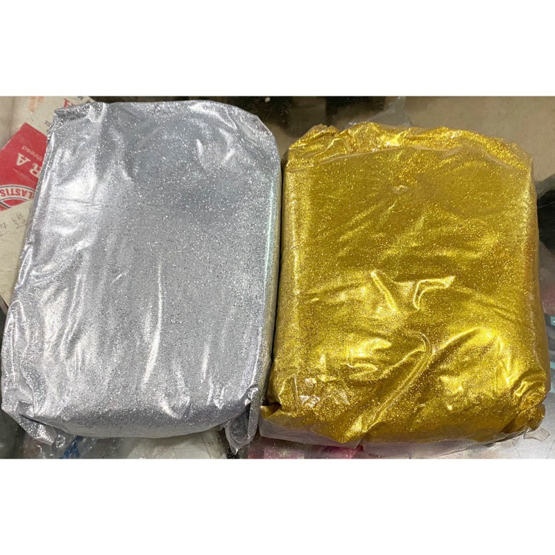 Glitter bubuk emas perak kiloan / gliter emas perak 1 kg