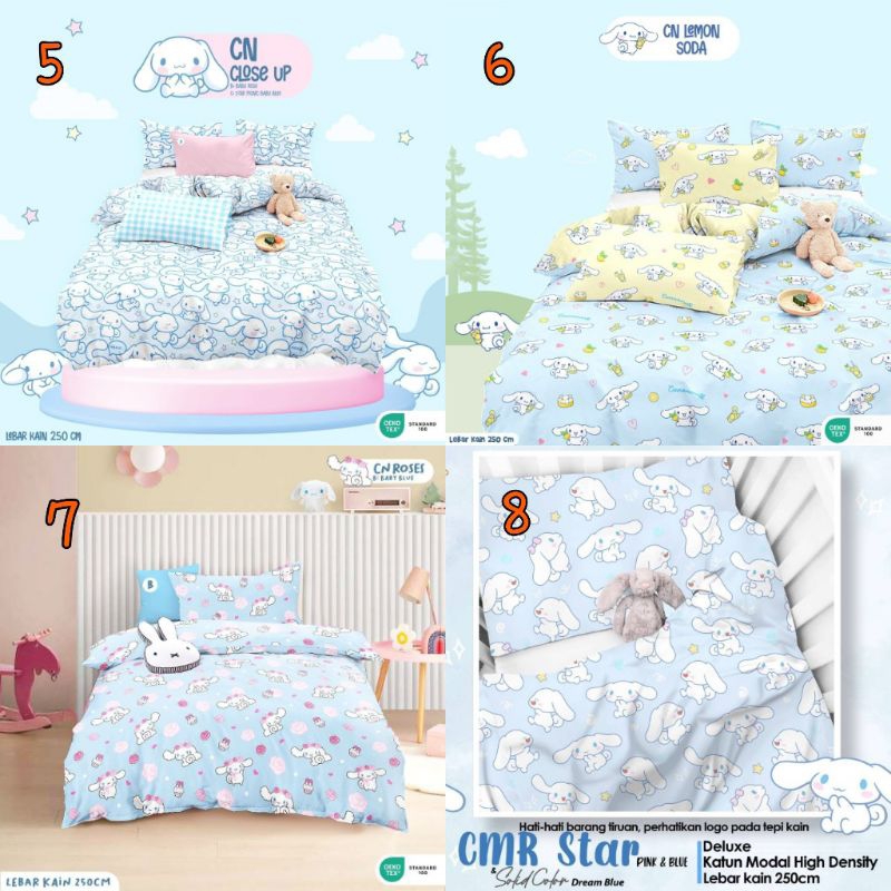 Bedcover Set Sprei Katun Lokal  Motif Sanrio dan sapi  Uk Extraking
