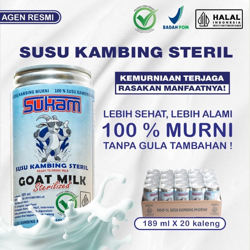 

Sukam - Susu Kambing Steril 100% Susu Murni Tanpa Gula Tambahan ( 189 ml X 20 kaleng )