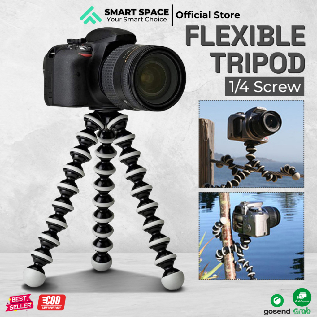 SMACE Flexible Tripod Desktop Hp Cam Kamera DSLR 1/4 Screw Flexible Besar - Z08 - Garansi 1 Tahun
