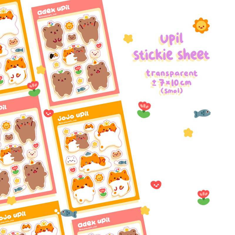 

Sticker Sheet Mini Cute Cat Bear Kucing Beruang Lucu Transparent Stickie Original Paw Paw