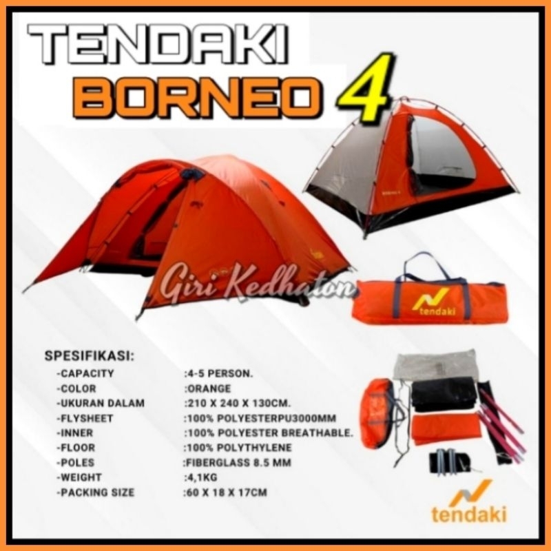 Tendaki Borneo 4 Tenda Camping kapasitas 4 orang
