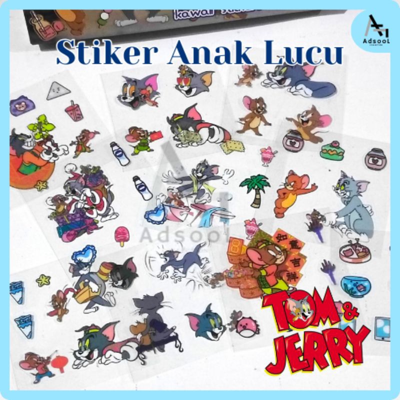 

Sticker Anak Karakter TOM AND JERRY Lucu Korea Aesthetic Ecer Isi 5 Lembar/10 Lembar Waterproof Murah