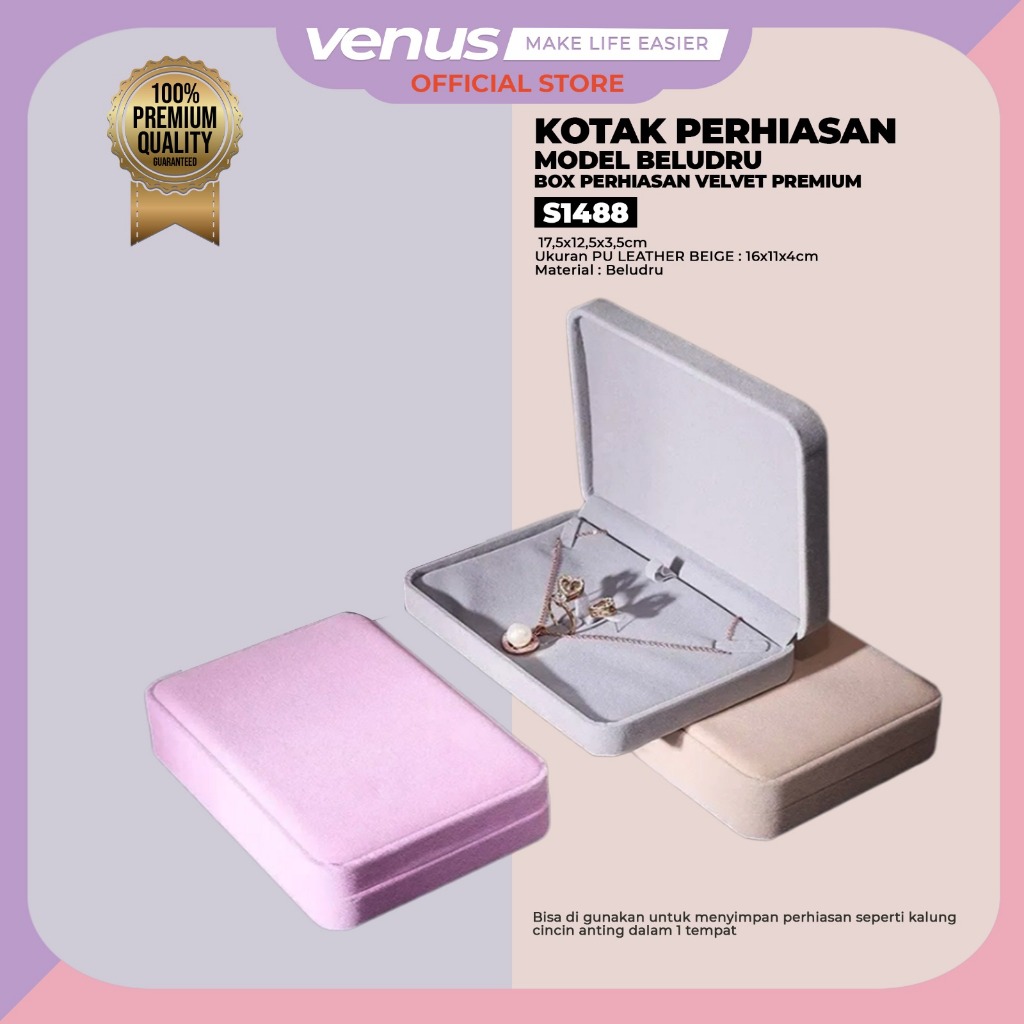 Kotak Set Perhiasan Model Beludru Set Kotak Kalung Anting Cincin Box Perhiasan Velvet Tempat