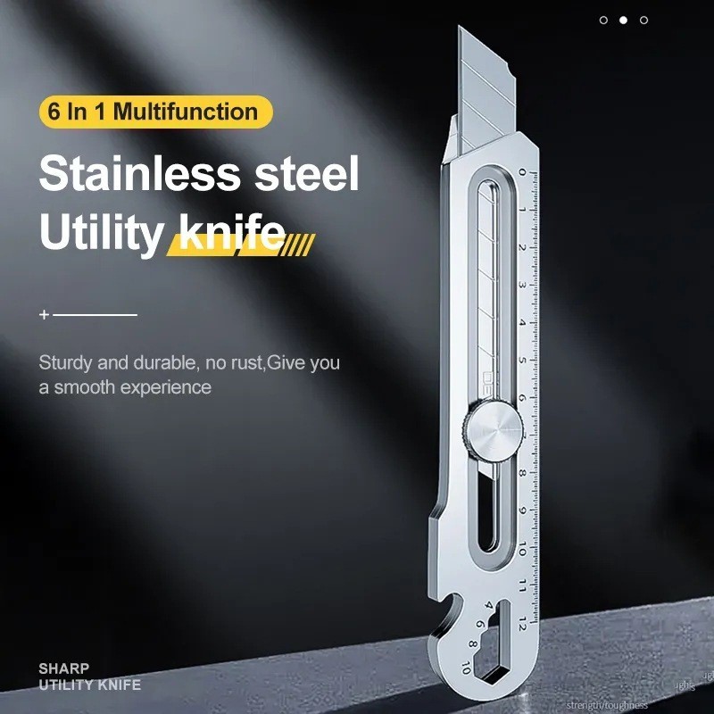 

[GARANSI TERMURAH] Pisau Cutter Stainless Besi 9in1 Cutter Stainless Pemotong Kertas Tajam Anti Karat Serbaguna bisa cod