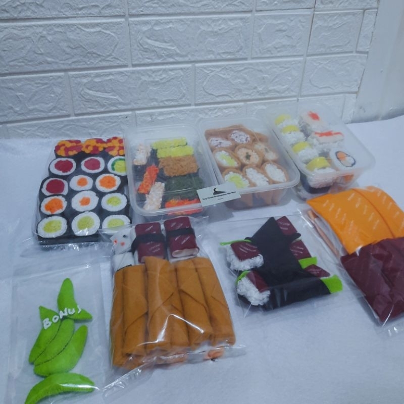 OLEHHIMA - MAINAN EDUKASI -  SUSHI (PER PAKET) -REPLIKA MAKANAN JEPANG - MAKANAN KOREA - MAKANAN KEK