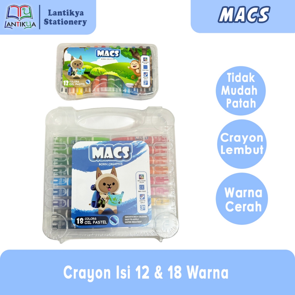 

Crayon Oil Pastel Warna 12 & 18 Warna MACS