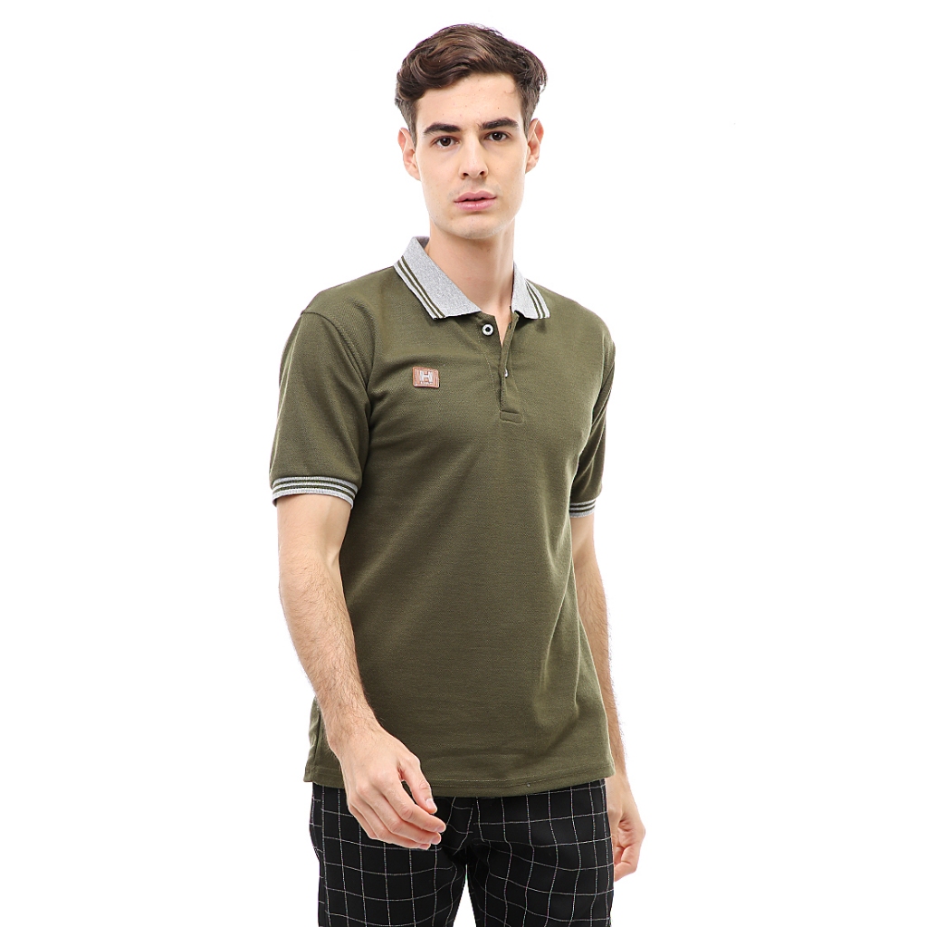 Hamlin Jack Atasan Formal Kaos Polo Polos Pria Short Sleeve Material Cotton ORIGINAL - Army