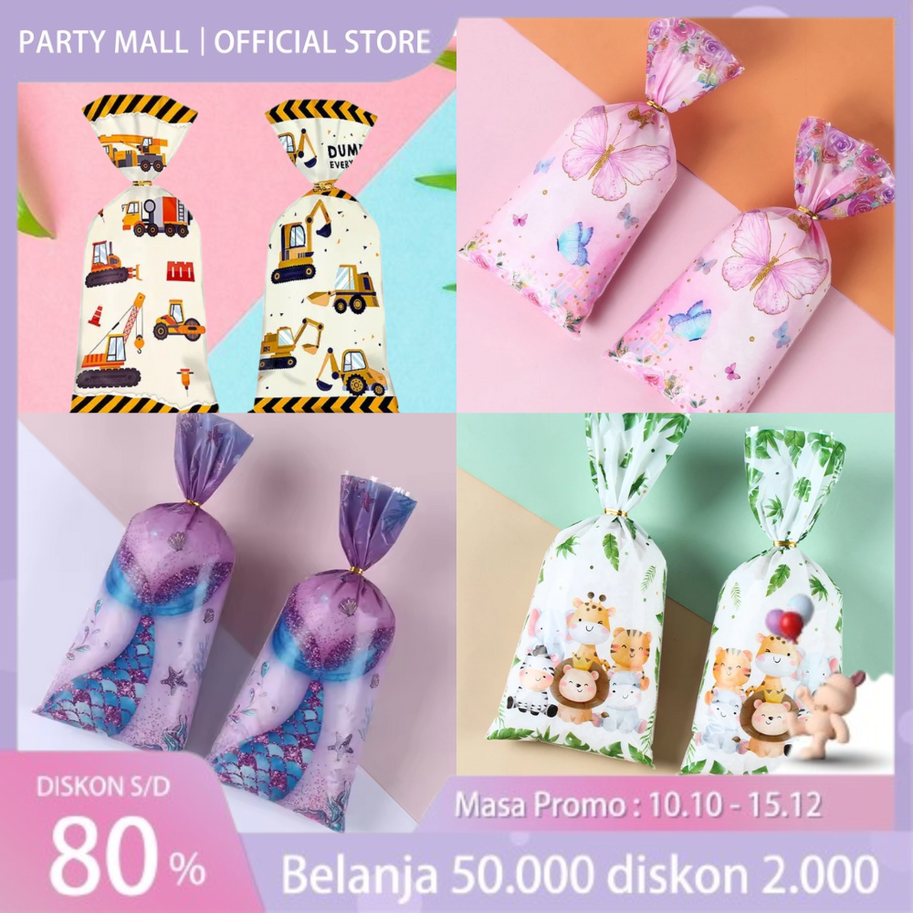 

10pcs Plastk Snack Motif Mermaid Lucu Plastik Ulang Tahun Motif Animal