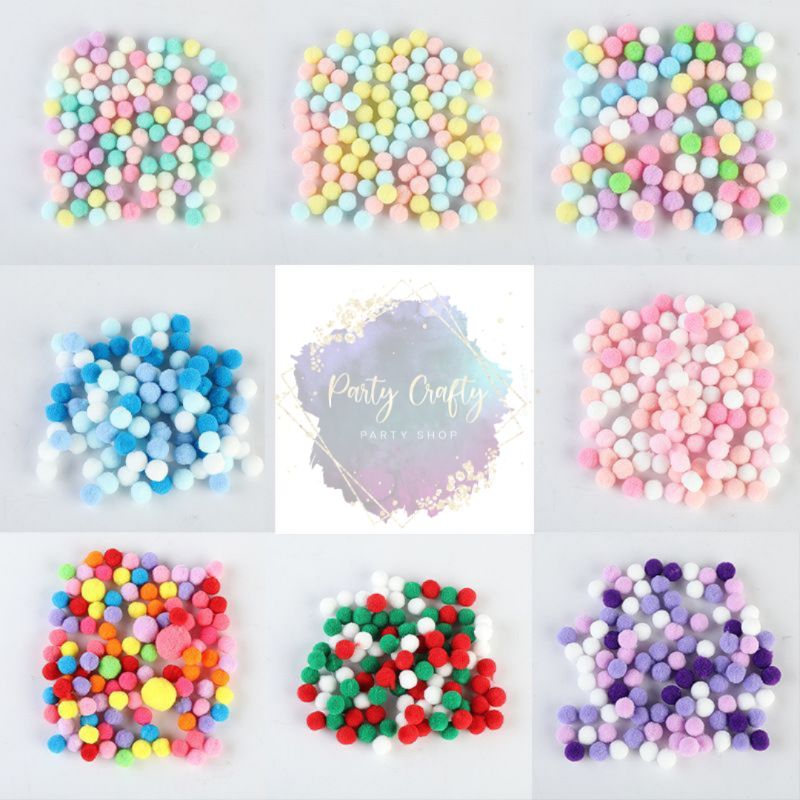 [READY] 100pcs /Pompom Ukuran 2cm / Pompom Ukuran 1cm / Pompom Ukuran 1,5cm / Pompom warna 2cm / Pom