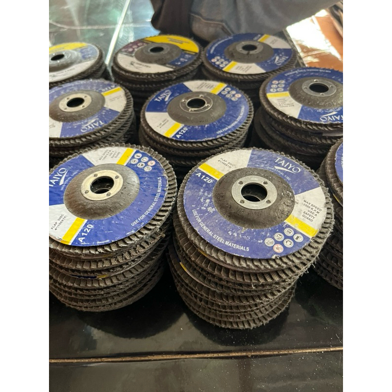 Amplas susun Flap disc Taiyo 4” bekas pabrik kondisi 90% masih layak pakai