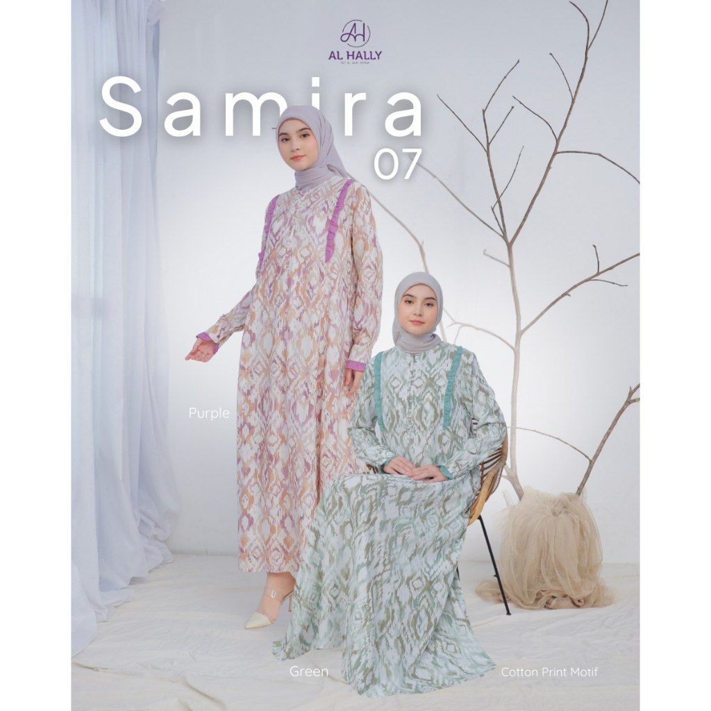 GAMIS WANITA ALHALLY SAMIRA 07 PURPLE, GREEN || COD || GAMIS DEWASA MOTIF RAYON
