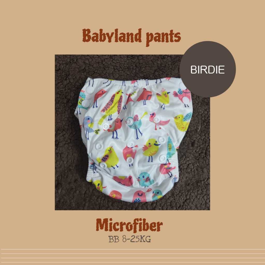 Paket Clodi Babyland Pants Motif birdie  + 2 insert microfiber untuk BB 8-25 KG (Celana Clodi)