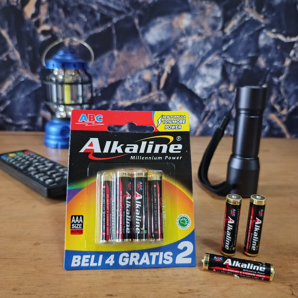 Baterai ABC Alkaline AAA A3 Battery - Batre  Alkalin 1.5V Kecil Original isi 6(4+2) PCS