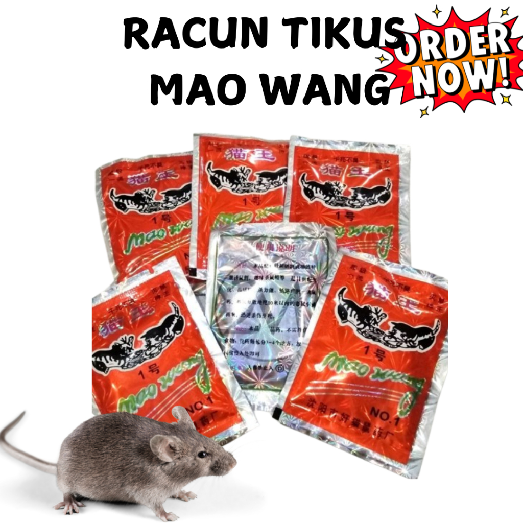 Racun Tikus MAO WANG Tikus Mati Kering Tidak Berbau/ Racun Tikus MAO WANG Biasa dan Hologram/ MAO WA