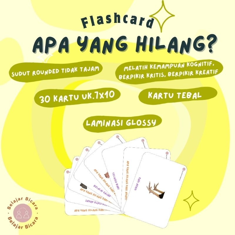 [READY STOCK] Flashcard APA YANG HILANG? | Kartu Terapi Wicara | Kartu Edukasi Anak