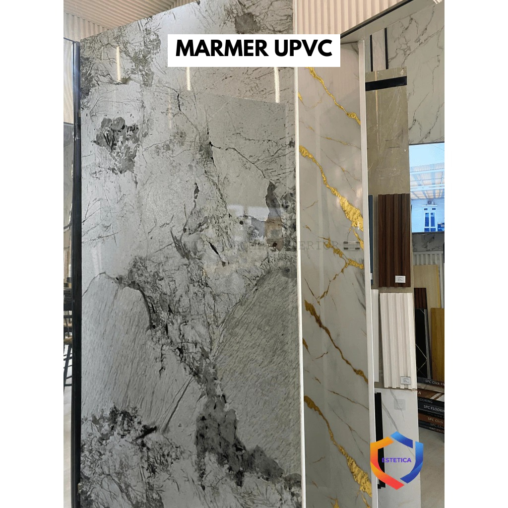 UPVC Marmer Panel PVC dekorasi dinding Marmer Backdrop TV Multiplex Pelapis Dinding Tembok