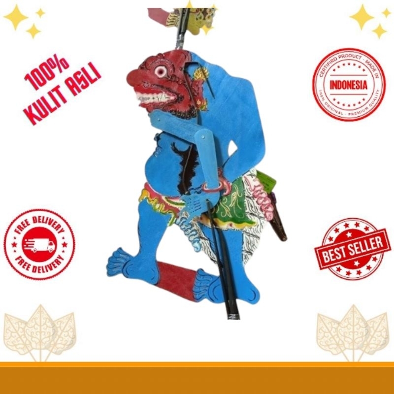 WAYANG kulit BUTO PUNUK BIRU/BUTO WAYANG KULIT UKURAN -+ 55 CM