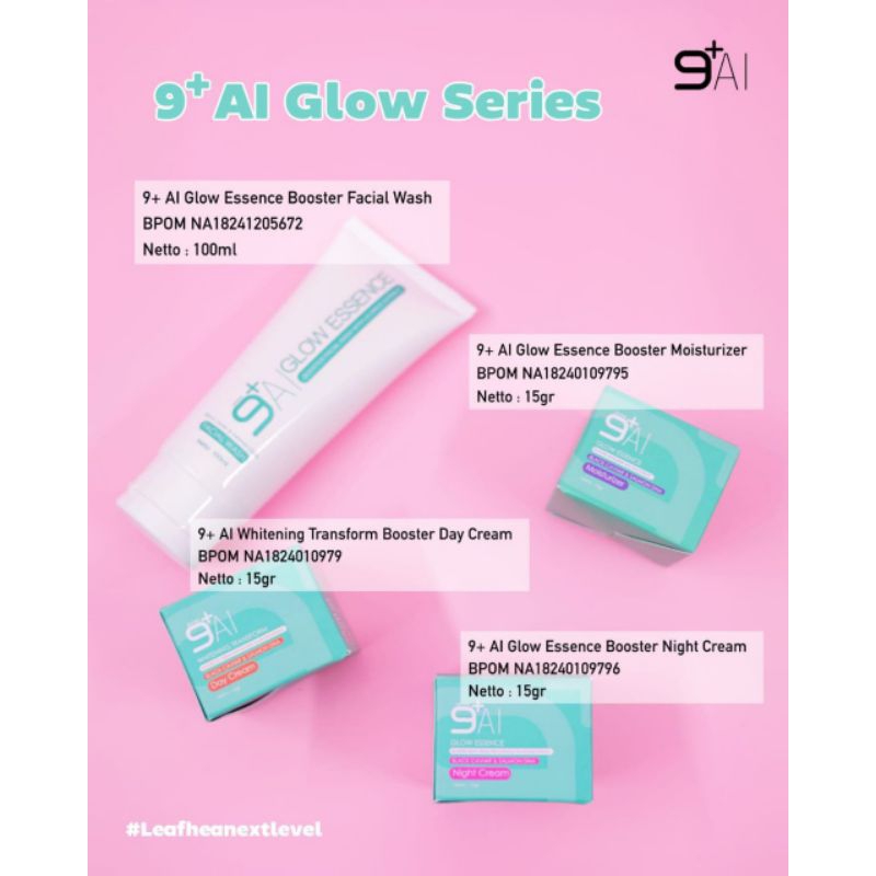 Jeddina skincare set BPOM || 9+IA glow series (lengkap) Facial wash, mousterizer, day & night cream,