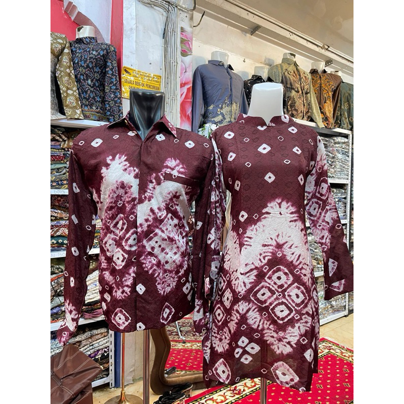 couple atasan kerja jumputan Palembang asli tenun viscose