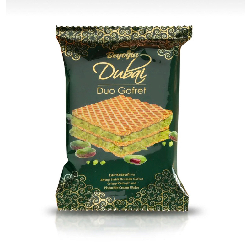 

Beyoglu Dubai Duo gofret Wafer Pistachio ORIGINAL TURKI
