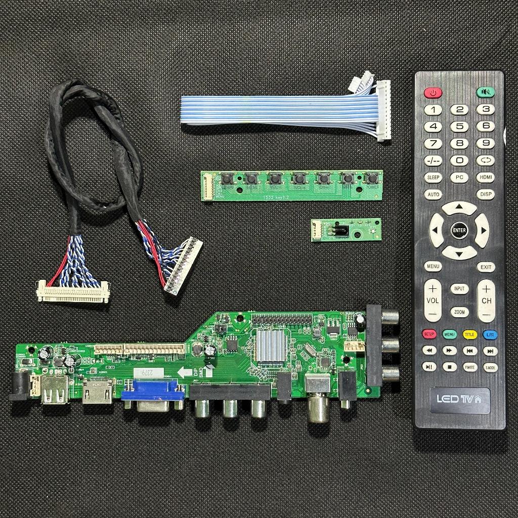 Paket Board Dual AV TV LED LCD Digital Monitor Kabel LVDS 20 30 40 Pin Layar Laptop USB Multimedia V