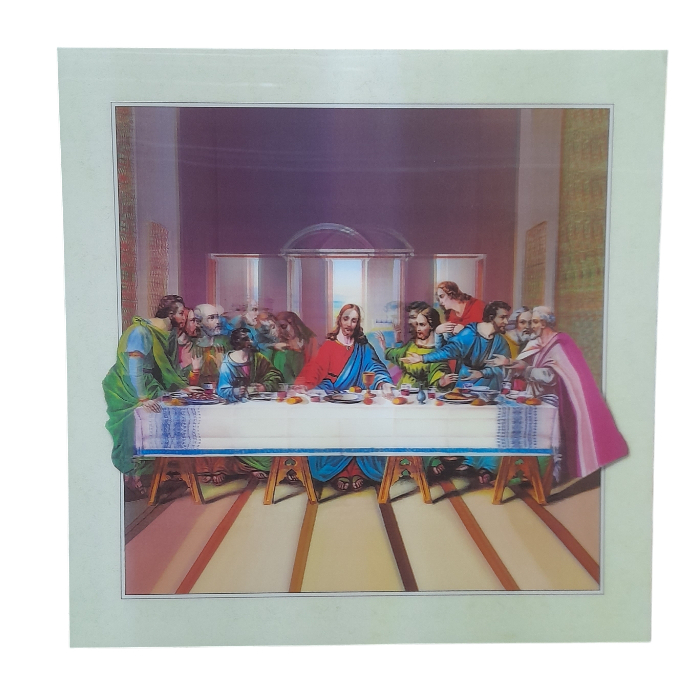 Poster Lukisan 3 Dimensi Perjamuan Kudus Terakhir/ Last Supper 40 x 40 CM