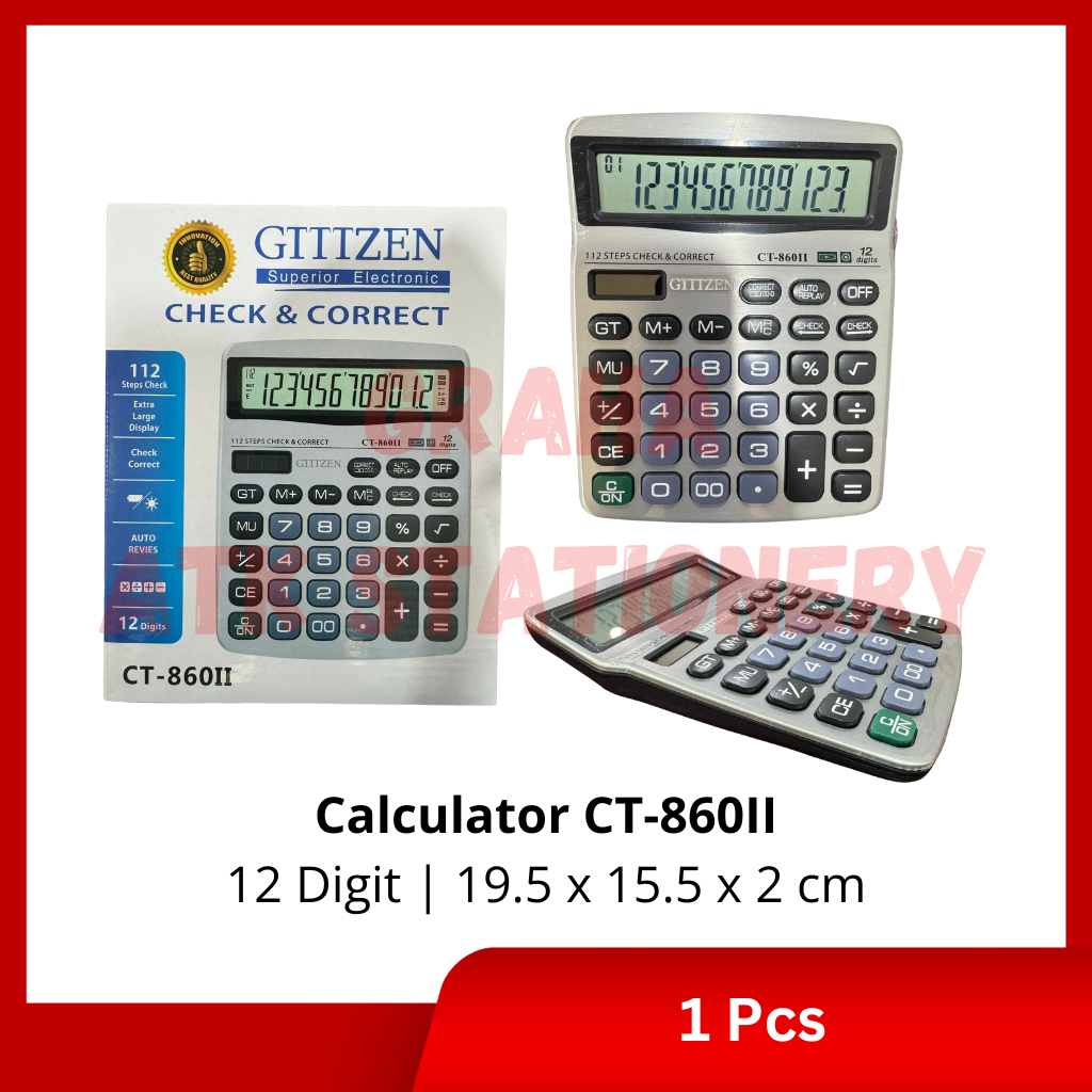 

[1 Pcs] Calculator 12 Digit CT-860II / Kalkulator 12 Digit CT-860II Check & Correct