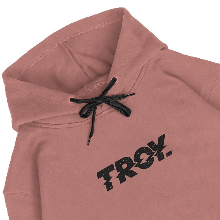 Troy Company Pullover Hoodie Pink Salmon Logo Bold Italic - Hoodie Pria Wanita Pink Salmon KH 1779