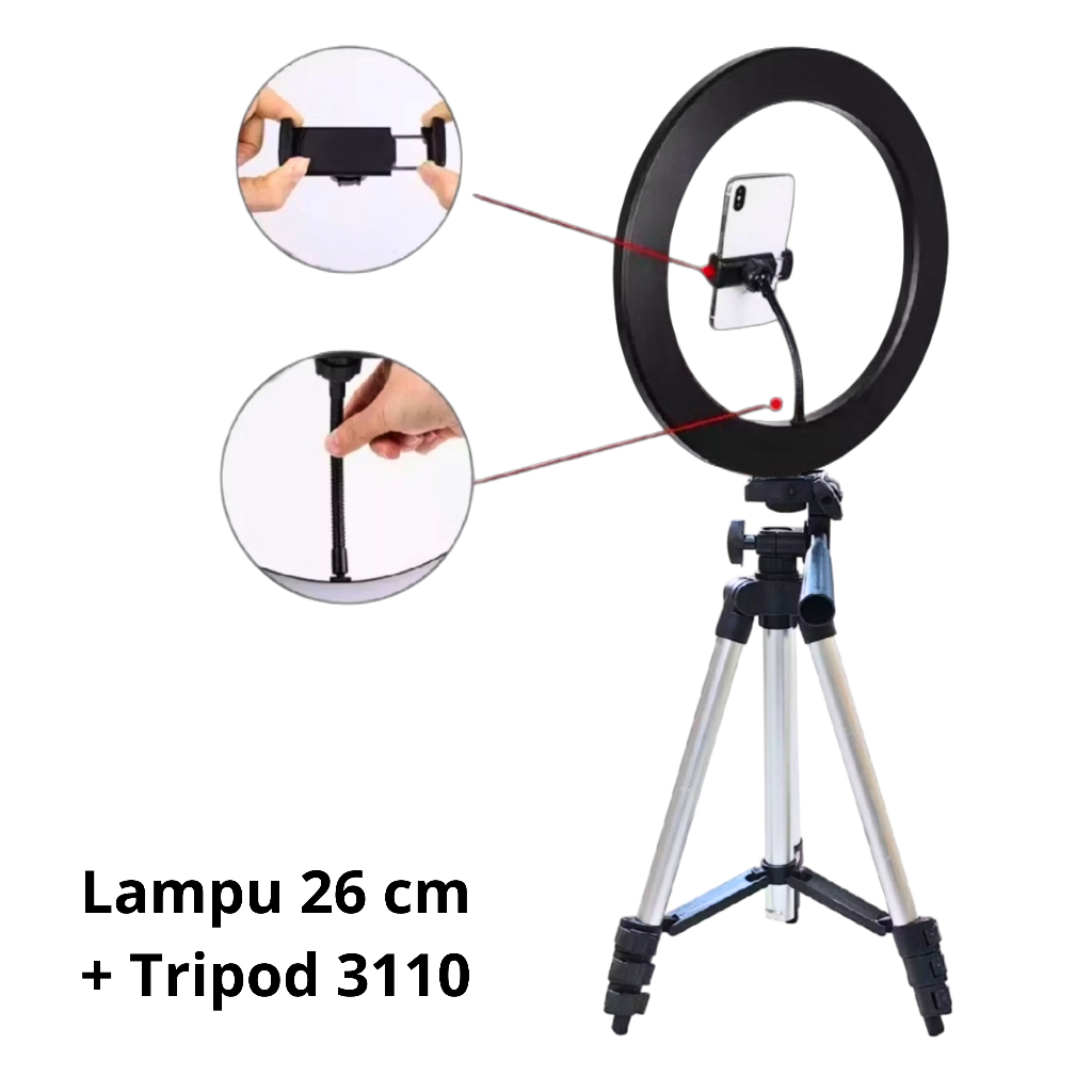 Ringlight 26CM + Tripod 3110 Selfie Make Up Live