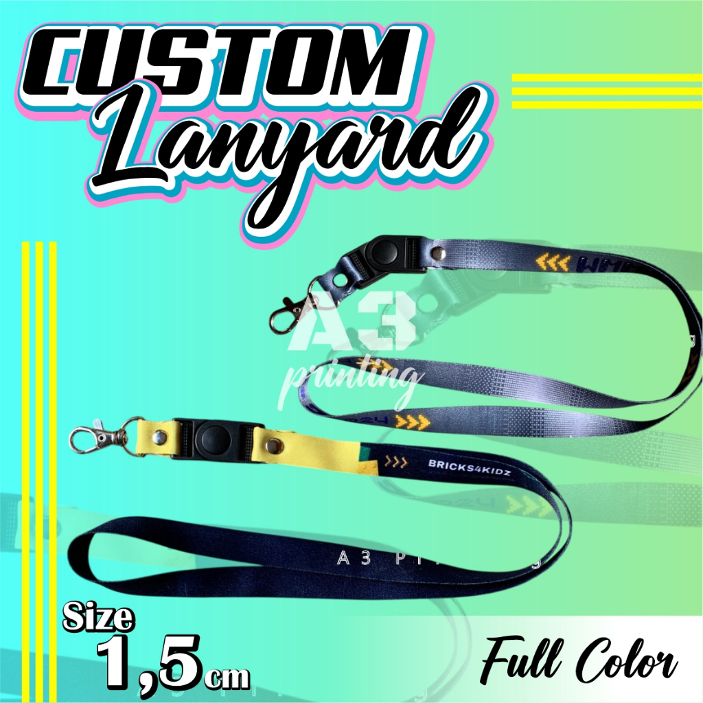 

Tali lanyard name tag id card 1.5cm sublim full printing dengan stopper Surabaya [BISA SATUAN]