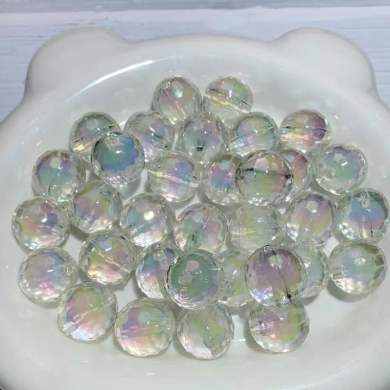 Grosir 5pcs Manik 16mm Bulat Jelly Disco Ball Water Looks UV Premium luxury beads monte mote diy ron