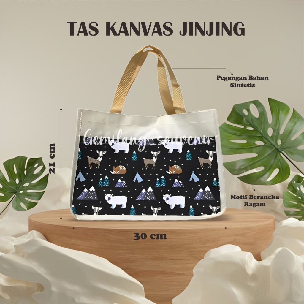 Tas Jinjing  Kanvas Kombinasi/Souvenir Pernikahan/Totebag Kanvas