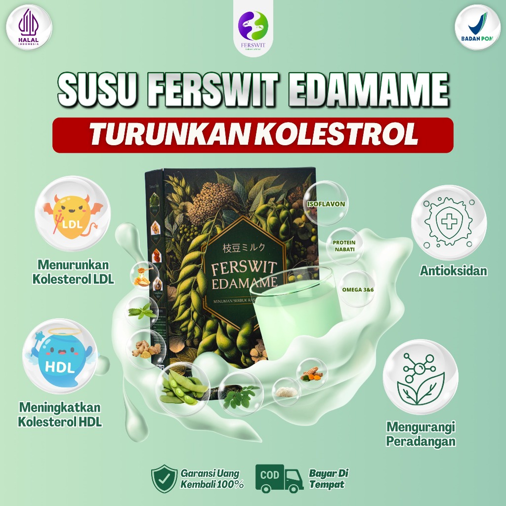 

Ferswit Susu Bubuk Edamame Jepang - Untuk Kolesterol, Asam Urat Dan Nyeri Sendi & Tulang [GMV]