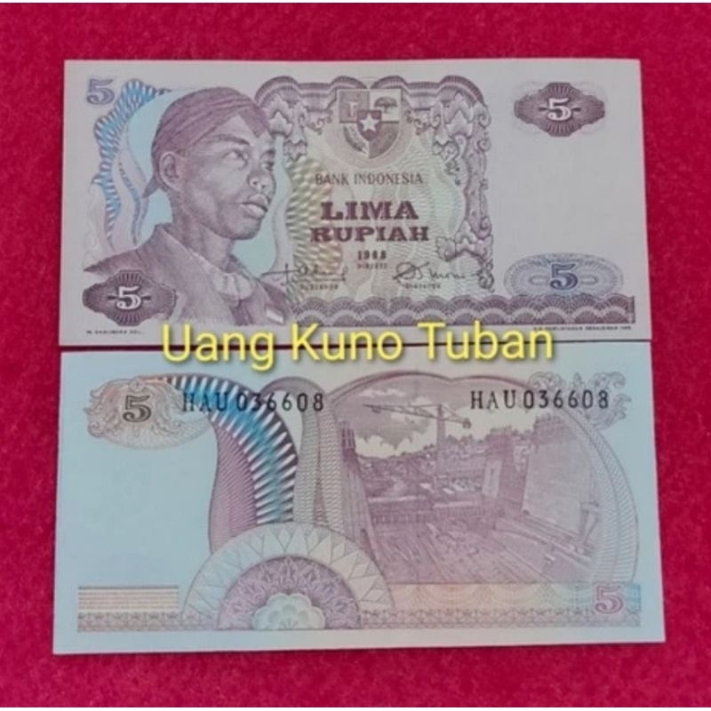 uang kuno lima rupiah sudirman. 5 rupiah seri sudirman tahun 1968