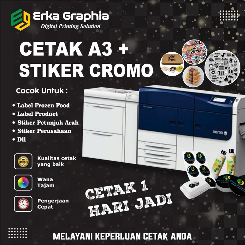 

CETAK STICKER CUSTOM CROMO | CETAK A3+ / TANPA MINIMAL