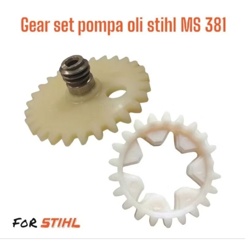 Worm Gear + Spur Gear Gigi Pompa Oli Gigi Sproket  Chainsaw Senso STIHL MS 381 MS381 038