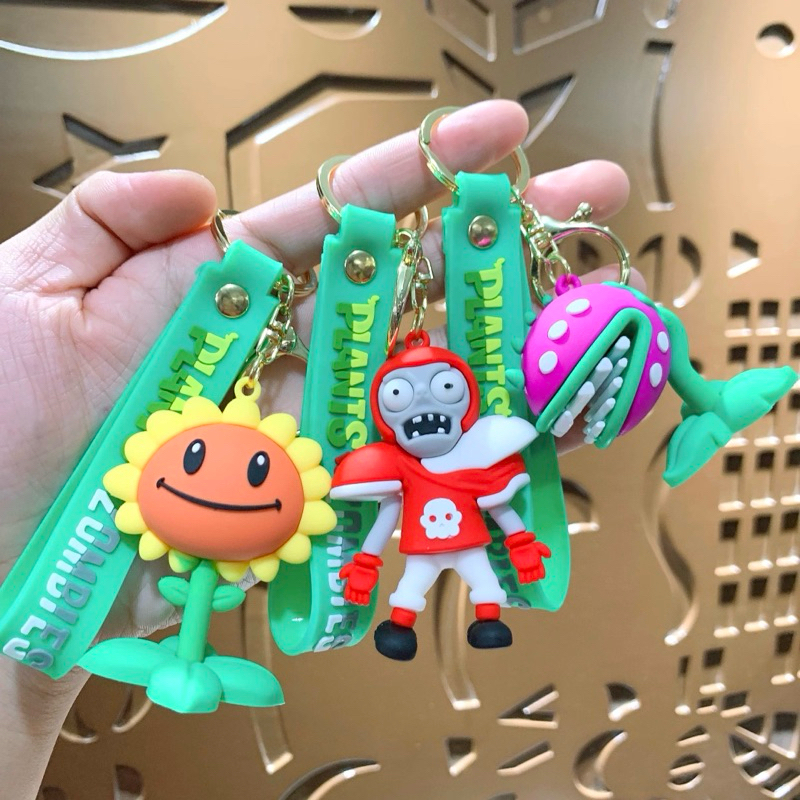 [GH] Plant vs Zombie keychain PVZ gantungan kunci lucu zombie cone football peashoter Goms Home Mini
