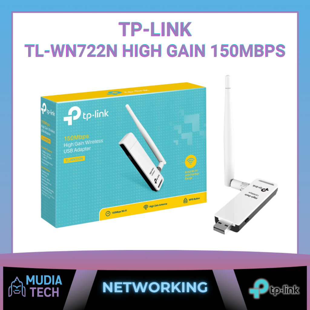 ADAPTER WIFI USB TP-LINK TL-WN722N HIGH GAIN 150Mbps | Jarak Jangkau Lebih Jauh,
