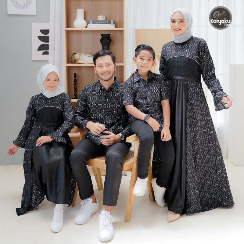 Nayla Series COD Set Baju Batik Couple  Sarimbit Keluarga Muslim Gamis  Kemeja Dewasa Gamis Hem Anak