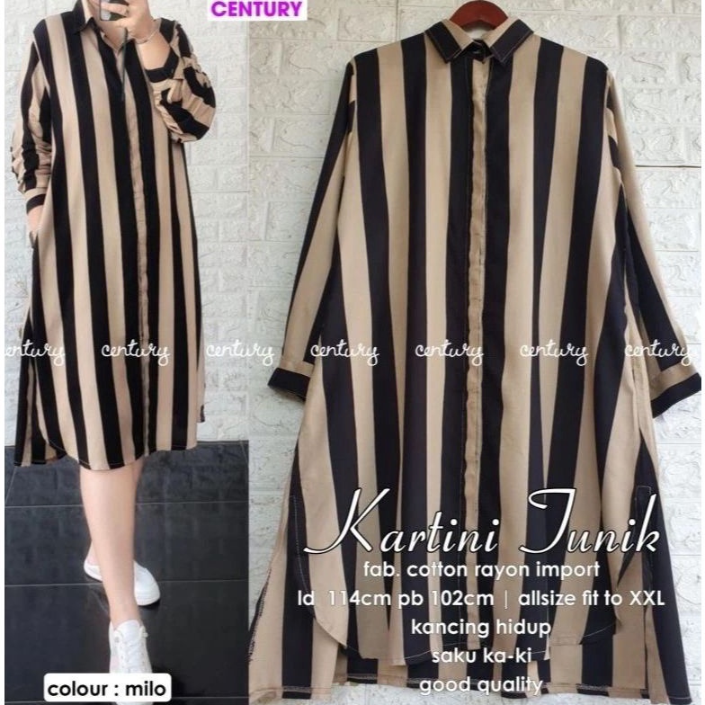 Murmer Tunik Jumbo Motif Salur Lengan Panjang Bahan Rayon Premium