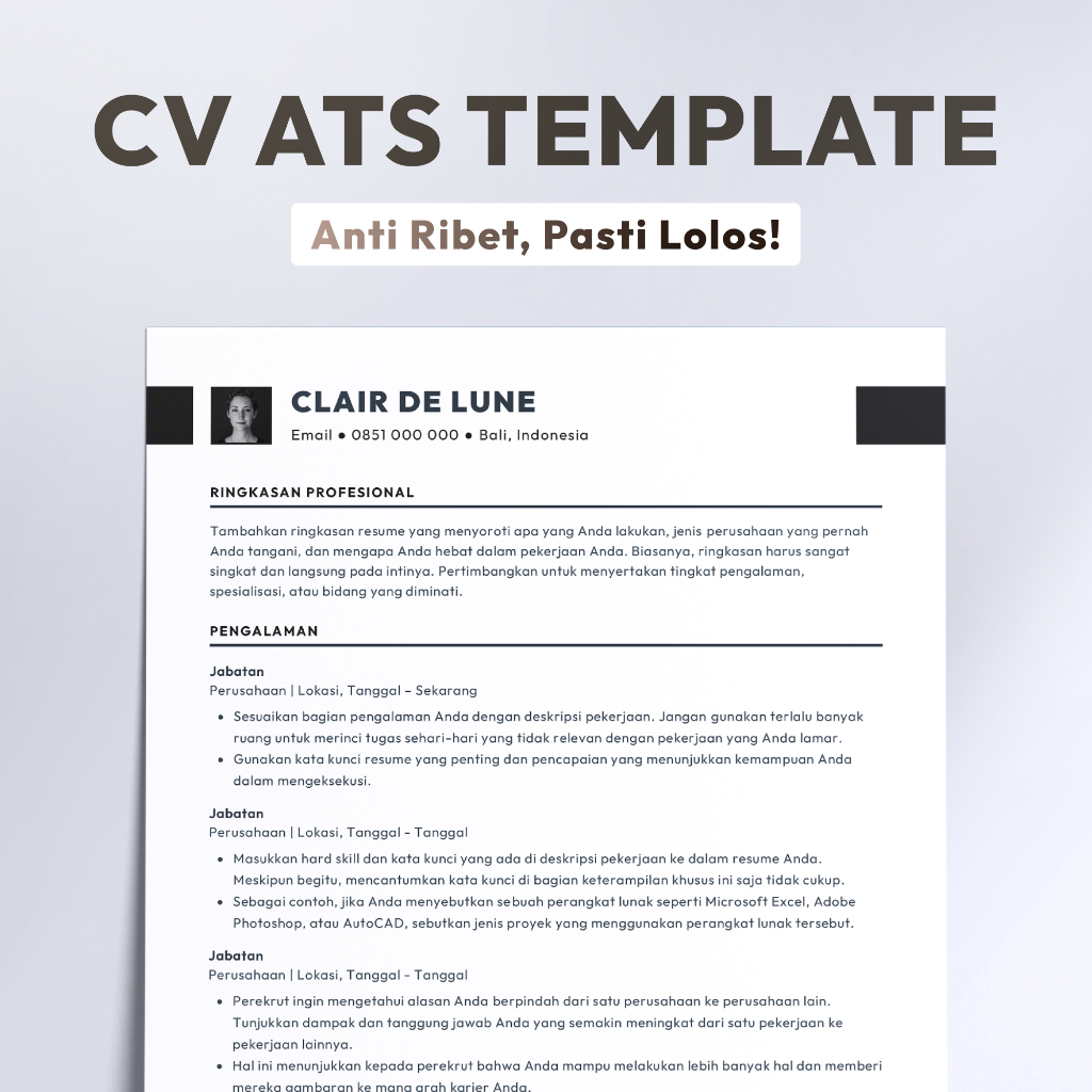 Template CV ATS Friendly | Surat Lamaran | Lengkap Dengan Panduan Penulisan