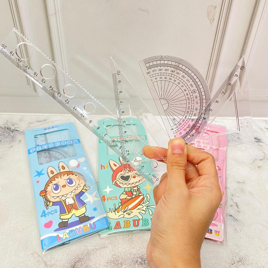 

Set Penggaris 4in1 Karakter Kartun Viral Set Penggaris Labubu Bisa COD
