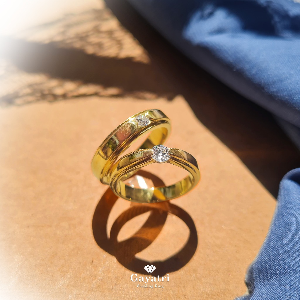 Cincin pernikahan tunangan wanita emas pria palladium silver925 custom gayatri wedding ring