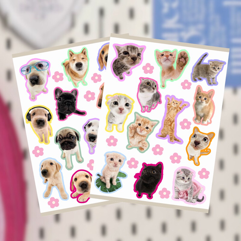 

CUTE PET CAT DOG DECO STICKER SHEET FOUR SCRAPBOOK JOURNALING